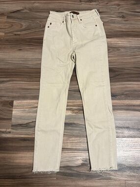 Judy Blue Jeans Womens 3/26 Beige Garment Dyed Skinny Raw Hem High Waist